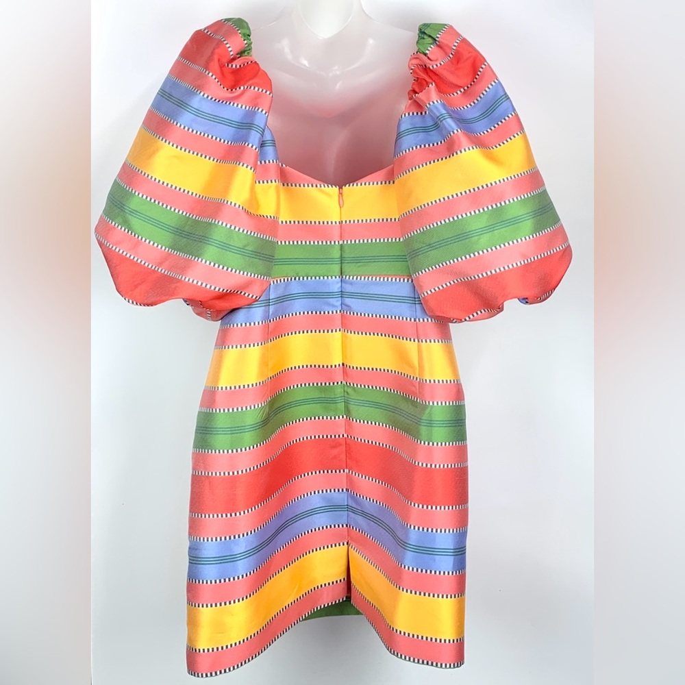 Antonio Melani x The Nat Note Nell Striped Jacquard Puff Sleeve Dress - Size 6 - Picture 3 of 12